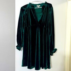 Green velvet dress